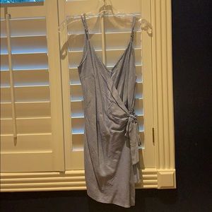 Blue and white wrap romper